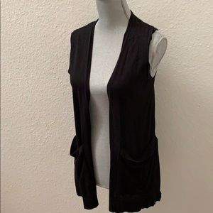 Madewell black vest XXS cotton modal pockets RARE HTF WORN ONCE BEAUTIFUL
